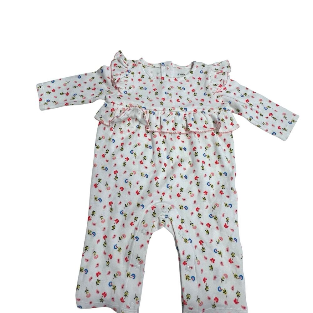 New Janie and Jack White Floral Print Ruffle One Piece - Picture 1 of 6